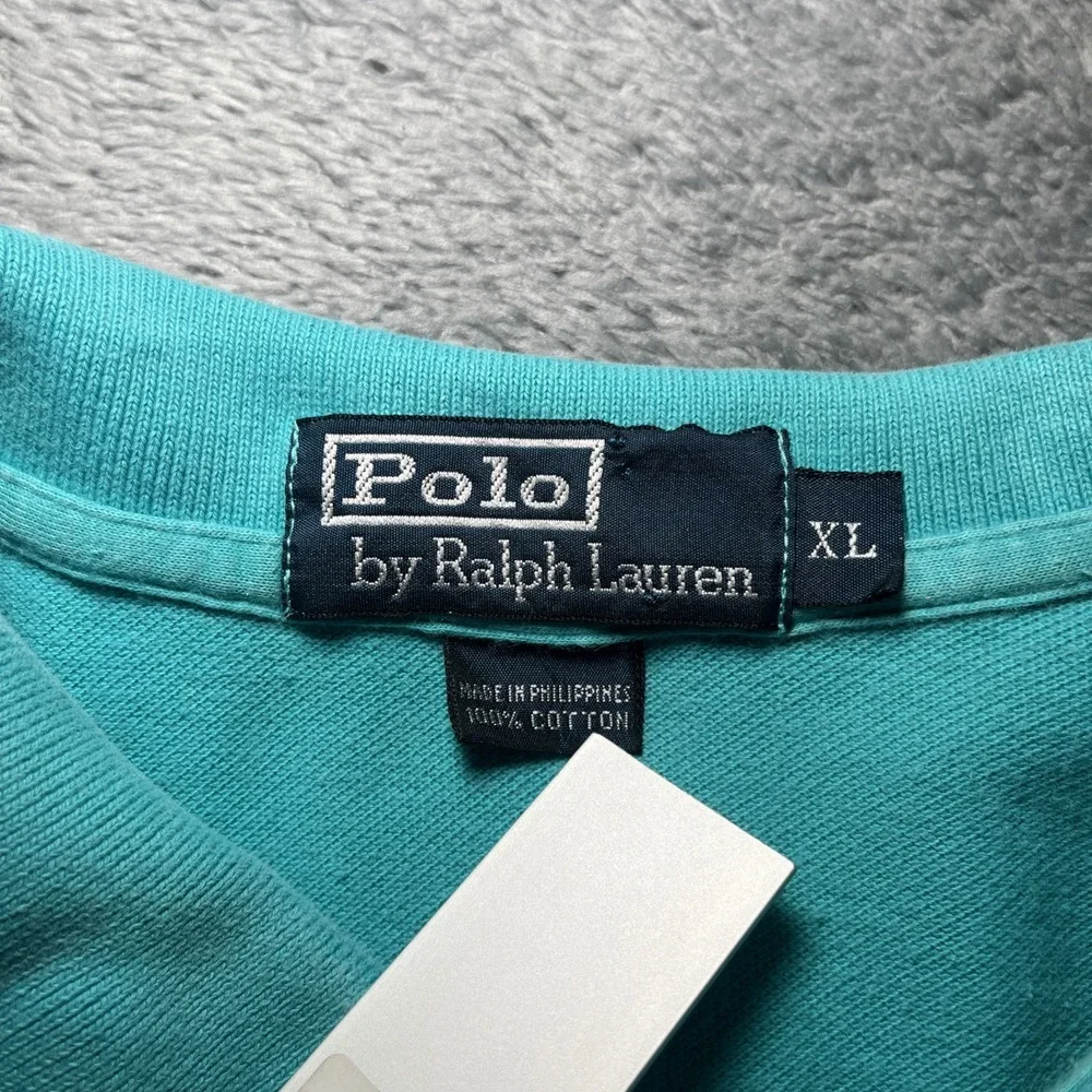 VTG Polo By Ralph Lauren Men's SZ XL Short Sleeve Aqua Blue Polo Lavender Pony